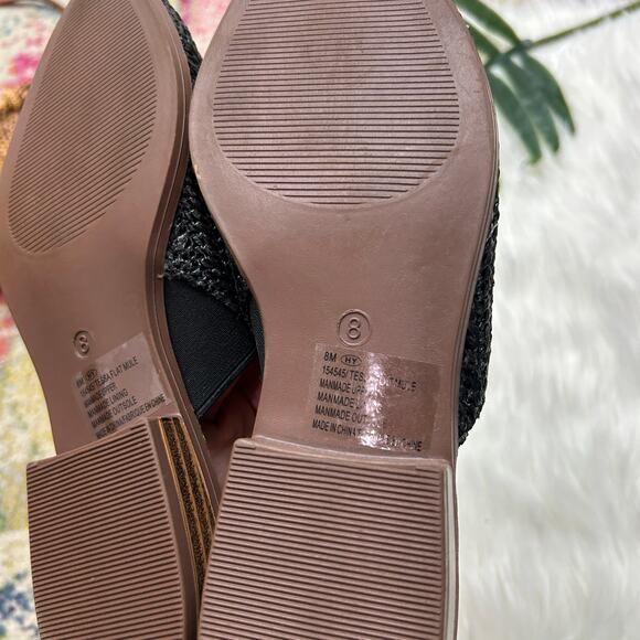 Maurices Black Mule 8 Woven Rattan Slip On Boho Casual Summer Neutral Minimalist - Picture 8 of 8